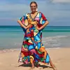 Camisa Protectora Solar de Playa Estampada de Rayón Europea y Americana al por Mayor, Vestido Sexy Holgado de Vacaciones, Cubre Traje de Baño Bikini
