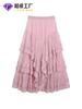 Moda, Fresca y Dulce, Falda de Malla con Pliegues Irregulares, Personalización Transfronteriza, Estilo Suave, Falda Sencilla para Vacaciones
