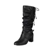 Nuevas Botas de Caballero Altas con Cremallera Lateral Botas de Tacón Grueso Moda Europea y Americana Botas Talla Grande 40-43 Botas de Exportación