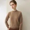 Suéter Tricô Feminino Básico Suave 100% Caxemira Pura Gola Alta Meia Estilo Coreano Base Camada Colorido com Fio Mesclado