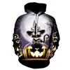 Sudadera con Capucha para Festival de Halloween Transfronterizo Europeo y Americano, Cabeza de Calabaza de Terror, Impresión Digital 3D, Sudadera Casual con Capucha, Suéter de Manga Larga