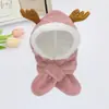 Gorros de Otoño e Invierno para Mujer, Bufanda Linda de Felpa, Calentador de Cuello Integrado Engrosado, Gorro de Felpa para Ciclismo, Gorro Cálido con Protección para los Oídos