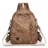 Mochila nueva con textura de cuero suave, gran capacidad, mochila casual vintage para estudiante, bolso de mano y bandolera multifuncional y práctica