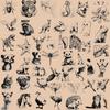 50 desenhos animados retro animal esboço grafite material adesivos decorativos telefone celular concha caderno skate capacete adesivos