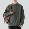 Sudadera con capucha y media cremallera de gofre An Yang para hombre 2026 Otoño Nuevo Estilo Holgada para el Trabajo Casual Cuello Alto Top