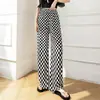 Pantalones Largos de Pierna Ancha de Cintura Alta Nuevos de Verano Pantalones Rectos Sueltos Largos Pantalones de Playa Casuales a Prueba de Mosquitos Pantalones Florales de Seda Helada