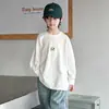 Camiseta de Manga Comprida para Meninos Primavera e Outono 2025 Nova Camiseta Básica de Outono Infantil para Crianças Mais Velhas, Moletom Fino de Outono na Moda