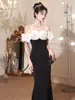 Deslumbrante Vestido de Noite de Um Ombro para Mulheres 2026 Novo Estilo High-End Luxo Leve Nicho Banquete Anfitriã Elegante Vestido Cauda de Peixe