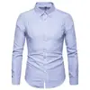 Nueva Camisa de Rayas de Manga Larga para Hombre de Comercio Exterior Transfronterizo Estilo Coreano Moda Juvenil Casual de Negocios Camisa Ajustada