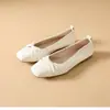 Zapatos Planos de Cuero para Mujer 2026, Puntiagudos Cuadrados con Lazo, Suela Suave Baja, Estilo Francés Suave, Estilo Británico Zapatos de Negocios