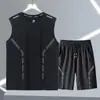 [Selecionado] Roupa Esportiva Masculina de Regata de Secagem Rápida Fitness Masculina 2025 Novo Verão Regata de Seda Gelo Shorts