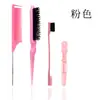 Peine para Mechas, Peine para Estilizar Cejas, Cepillo para Cejas, Pinza Divisora, Peine para el Cabello, Peine de Cola con Punta de Aguja de Acero, Set de Tres Piezas, Pinza de Cocodrilo