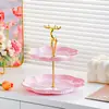 Suporte de Doces de Três Camadas de Luxo Leve Prato para Lanches Estilo Nórdico Sala de Estar Casa Chá da Tarde Suporte para Sobremesas Bandeja Prato para Doces e Frutas