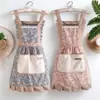 Vestido de Princesa Pastoral Delantal de Lona Cocina Cocinar Ropa de Moda Protector Delantal de Cintura Elegante Catering Ropa de Trabajo Resistente a las Manchas