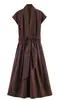 Comercio Exterior 2026 Verano Nuevo Moda Femenina Europea y Americana Vestido Camisa Sexy con Cinturón F612623
