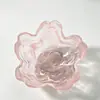 Prato Pequeno de Vidro Martelado Estilo Japonês Flor de Cerejeira Criativo Rosa Doméstico Molheira para Tempero Prato para Molho de Soja Tigela Jogo de Talheres