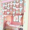 Decoración colgante linda estilo coreano de corazón de melocotón rosa sin perforaciones para puerta de habitación de niña, cortina de puerta pequeña, cortina colgante divisoria, cortina de hilo