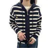 Cárdigan Suéter de Punto Rayado para Mujer de Otoño con un Diseño Único y de Alta Gama, Chaqueta Top Nuevo Estilo 2025