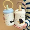 ¡Guau! Taza Térmica de Acero Inoxidable 316 con Tema de Gato, Taza Portátil para Café y Leche con Popote