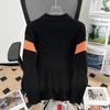 Suéter Japonés Retro Color-Block para Hombre Otoño Trendy Holgado Perezoso Pareja Casual Prendas Exteriores
