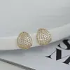 Pendientes de botón ovalados S925 Plata de Ley con Aguja, Moda, Circonita Microincrustada, Súper Brillantes, para Mujer, Diseño Simple, Dulce, Temperamento, Modernos
