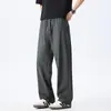 Pantalones Casuales Negros de Color Sólido con Sensación de Hielo Marca NASA Alta Calidad Verano Transpirables Caída Sueltos Estilo Perezoso Pantalones Largos