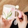 Taza de cerámica creativa con forma de tulipán, regalo de mano, taza de agua y café de alta calidad para parejas, regalo para el Día del Maestro