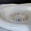 Pulsera de Perlas Swarovski Color Aguamarina para Mujer, Perlas Redondas de Microesferas de Alto Brillo, Elegante Pulsera Doble Capa con Cuentas de Bombilla Pequeña, Mayoreo