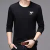 Camiseta Masculina Manga Longa Algodão Gola Redonda Masculina Slim Fit Estilo Coreano Top Masculino Camisa Base Camiseta Masculina Manga Longa Camisa Base