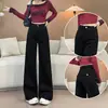 Jeans Rectos Negros para Mujer, Nuevo Diseño Otoño e Invierno 2025, Pantalones Acampanados Sueltos Adelgazantes de Pierna Ancha