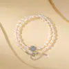 Collar Yuebao Jewelry de Plata de Ley S925 con Aguamarina, Perla de Agua Dulce, Flor, Estilo Redondo Palacio, Estilo Francés Fresco