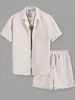 Conjunto de dos piezas para hombre de manga corta y shorts, color liso, con estampado 3D, a la moda y moderno, estilo casual de vacaciones, directo de fábrica