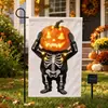 Bandera de Jardín Iluminada Solar al por Mayor para Halloween, Lino Estampado por Ambos Lados, Bandera para Patio con Luz LED para Exteriores