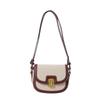 Bolsa Yizi Transfronteiriça Feminina 2025 Novo Estilo Coreano Nicho Contraste Lona Bolsa Sela Vintage Moderna Bolsa Transversal