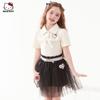 Traje de falda de verano estilo Chanel para niñas 2025 Camiseta tipo polo con lazo Traje grande para niños