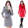 Deseo de lana 2022 Ropa de invierno de longitud media para mujer Estilo coreano abrigo de lana con cuello de piel grande para mujer abrigo de doble botonadura para mujer