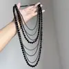 Collar de Cuentas Estilo Punk Oscuro Europeo y Americano con Diseño de Borla Multicapa, Cadena Elegante, con Estilo, de Alta Gama y Versátil para la Clavícula
