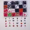 Paquete de 24 compartimentos de populares accesorios transfronterizos para decoración de uñas, piezas pequeñas de resina, pinzas para el cabello, pendientes, accesorios para uñas postizas, diamantes de imitación de fondo redondo al por mayor