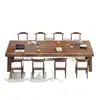 Escritorio de Oficina de Madera Maciza Mesa Grande para Entrenamiento Multiusuario Mesa de Conferencias para 6-10 Personas Conjunto de Escritorio y Silla de Oficina Retro para Personal de la Empresa