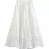 Falda midi bodycon blanca para mujer, falda de línea A para primavera y verano, de cintura alta, adelgazante, casual, con volantes