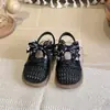 Sandalias para Niña 2026 Verano Nuevo Estilo Zapatos de Princesa para Niños Calados Estilo Coreano Zapatos Tejidos de Punta Cerrada Zapatos para Bebé Niña