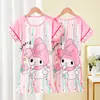 Pijama Nuevo Estilo para Niñas 2026, Camisón Delgado de Manga Corta de Verano para Niños, Ropa de Casa para Niñas de Primavera y Verano, Adecuado para Usar Afuera