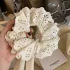 Estilo Igual de Zhao Rusi Argola de Cabelo Renda Francesa Intestino Grosso Feminina Bege Vazada Corda de Cabelo de Menina Rabo de Cavalo Baixo