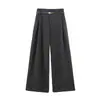 Pantalones de Mujer de Otoño de Cintura Alta de Pierna Ancha con Efecto de Caída, Pantalones de Traje Forrados de Polar, Pantalones Largos, Suministro en Vivo, Dropshipping, Transfronterizo