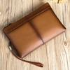 Bolsa de Mão Masculina Maronte em Couro Genuíno Clutch Masculino Casual Couro Macio Camada Superior Bolsa Masculina Bolsa para Celular Carteira de Grande Capacidade