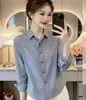 Camisa para Mujer 2026 Principios de Otoño Nuevo Estilo Lujo Ligero Rejuvenecedora Elegante Retro Estilo Hong Kong Holgada Camisa a Rayas