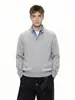 Suéter de Tricô Masculino Yishengyi Estilo Retrô Americano Gola Henry Meio Zíper Texturizado Primavera e Outono Cleanfit Casual Manga Longa