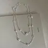 Colar com pingente de estrela de pérolas grande e pequeno estilo francês moderno para mulheres, luxo leve vintage moda, versátil para o dia a dia, corrente para clavícula