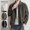Jaqueta curta de veludo cotelê com lapela masculina plus size 45-150kg design solto moderno outono 2026 novo modelo