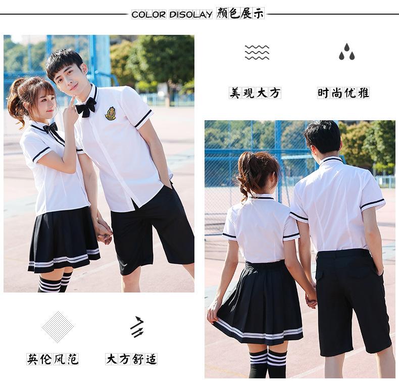 条纹短袖+黑长裤+领带_04